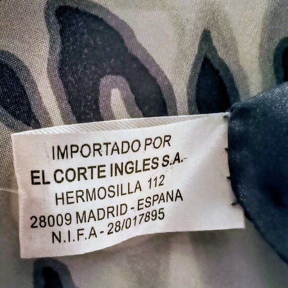 El Corte Ingles Blue White Square Silk Scarf - Picture 5 of 5